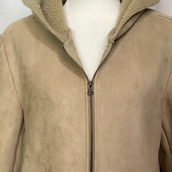 FU DA New York Vegan Suede Jacket Size L Tan Beige - Picture 4 of 10